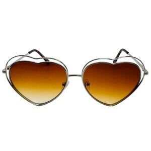 6062 | Gold/Brown Lens Heart Sunglasses with Unique Double Frame